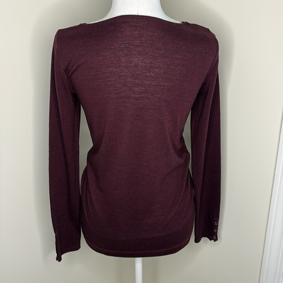 Ann Taylor Loft Burgundy L/S Cowl Neck Pullover. Small - Picture 4 of 10